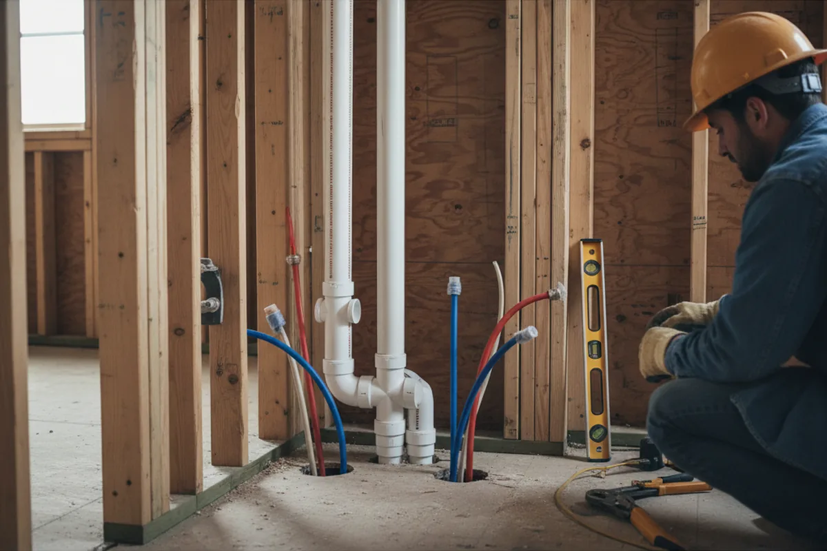 Drain and supply rough-in during Leak Detection in Calvert